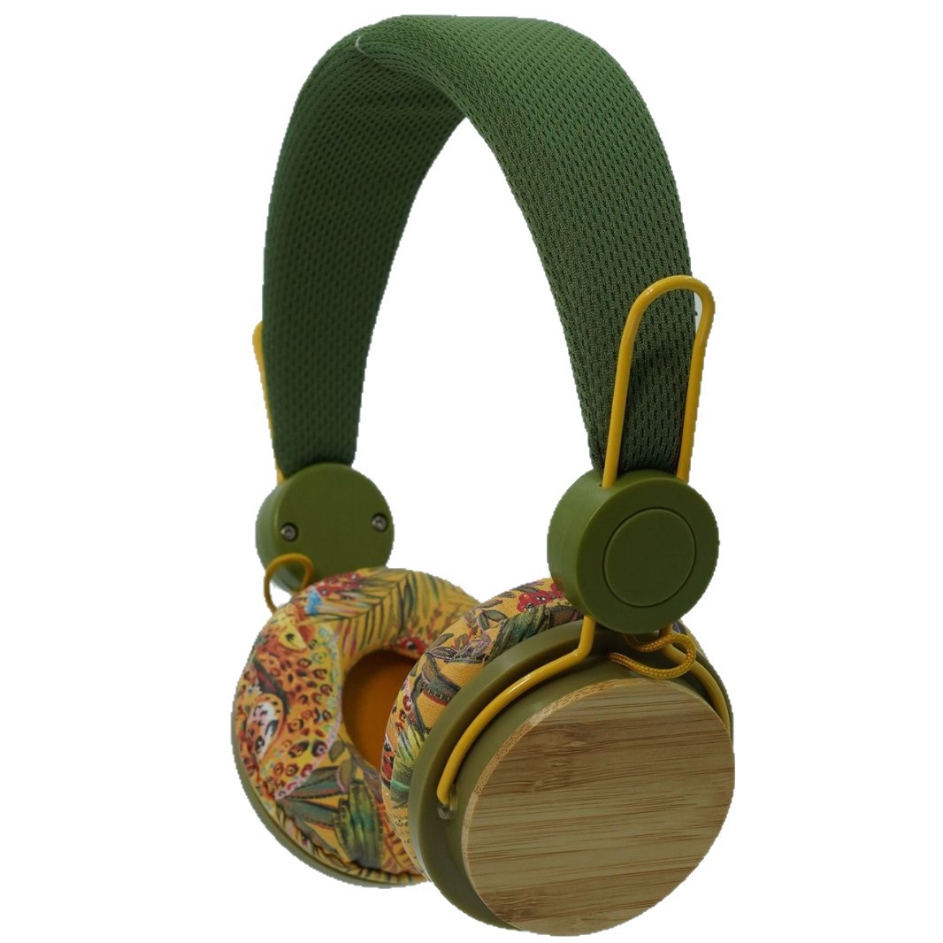 批发跨境热销竹子贴片立体声头戴式无线蓝牙耳机